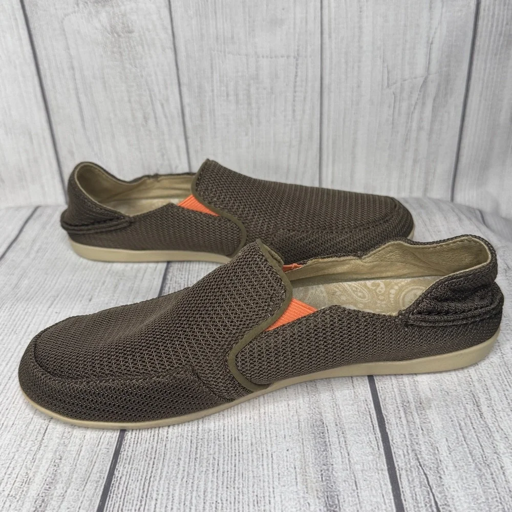 Olukai Flats‎ Women's 6.5 Waialua Mesh Slip-On Brown Beach Casual Shoes Vacation
